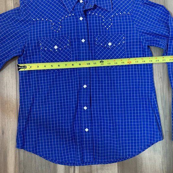 Cruel Girl Long Sleeve Blue White Check Western Shirt M - Picture 10 of 12